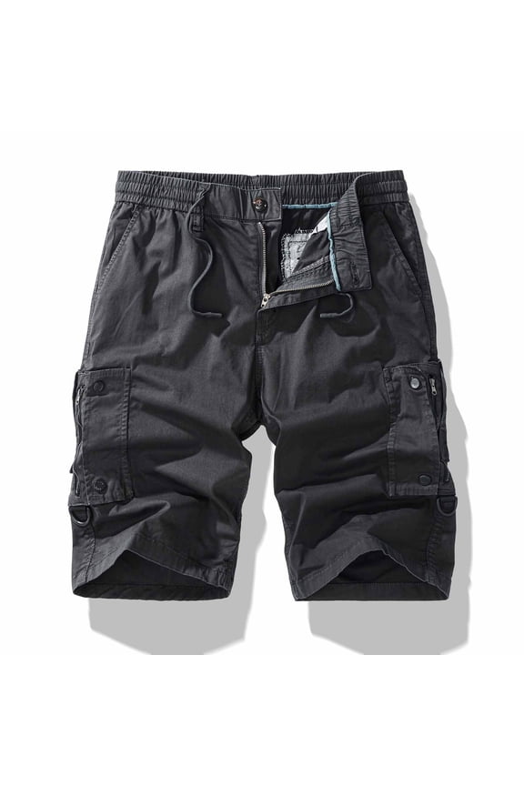 Man Work Pants Fashion Fallow Multiple Pockets Elastic Waist Drawstring Shorts Men Work Shorts