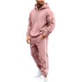 thumbnail image 1 of Jerdar Men Casual Pullover Hooded Sports Solid Long Sleeve Trousers Two-Piece Elastic Waist Patchwork Trousers Tracksuit Soft Sweatshirt Set, 1 of 9