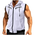 thumbnail image 1 of Jerdar Men Solid Color Summertime Casual Sleeveless Zipper Pocket Zipper Hooded Coat Waistcoat, 1 of 6