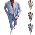 thumbnail image 1 of Jerdar Men's 2 PC Suit Set Lapel Blazer Jacket & Dress Pants Solid Color Polyester Spring Summer Slim Fit Business Wedding Party Formal Dinner Casual Suit Outfit, 1 of 5