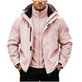 thumbnail image 1 of Jerdar Men's 3-in-1 Waterproof Windproof Hooded Jacket, Detachable Fleece Liner Outdoor Shell Coat, Polyester Blend Multi Zip Pocket Hiking Outerwear, 1 of 7