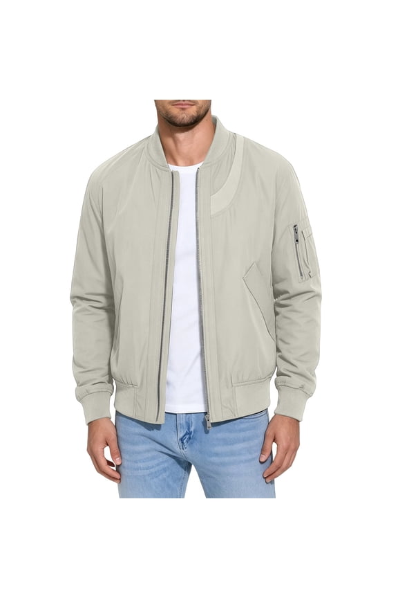 Men's Bomber Baseball Jacket Varsity Spring Fall Korean Style Slim Fit Lightweight Polyester Long Sleeve Casual Fashion Streetwear Coat Outerwear