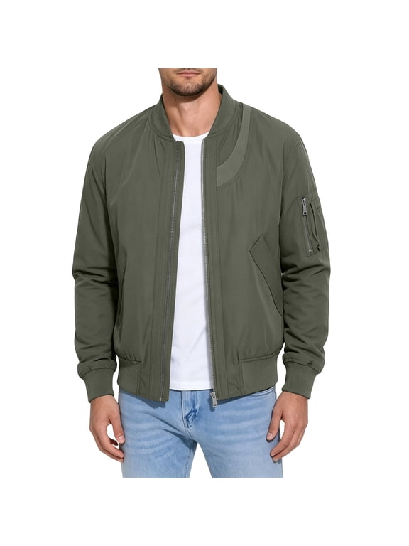 Men's Bomber Baseball Jacket Varsity Spring Fall Korean Style Slim Fit Lightweight Polyester Long Sleeve Casual Fashion Streetwear Coat Outerwear