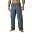 thumbnail image 1 of Jerdar Men's Casual Fashionable Solid Color Button Zipper Multi Pocket Work Pants Drawstring Pants, 1 of 6