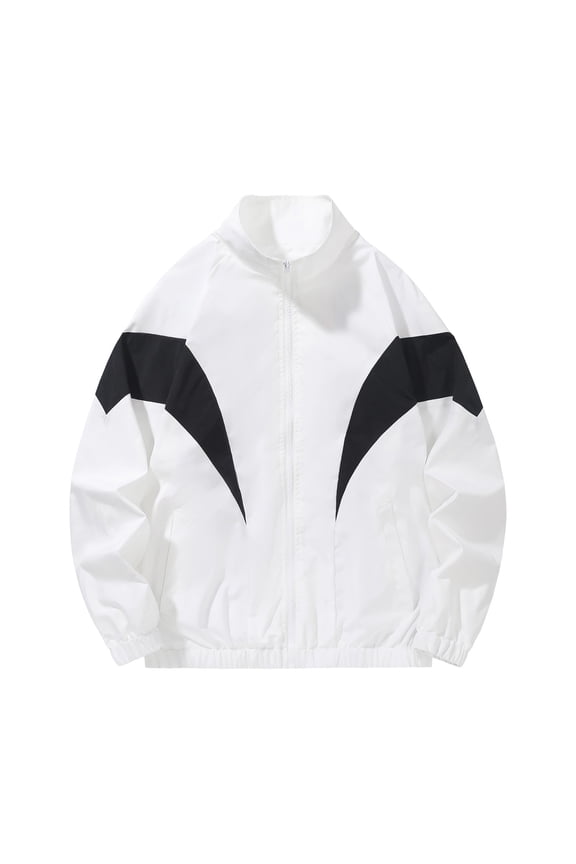 Men's Color Block Baseball Jacket Thin Stand Collar Casual Sports Windbreaker Coat Workout Jackets for Men