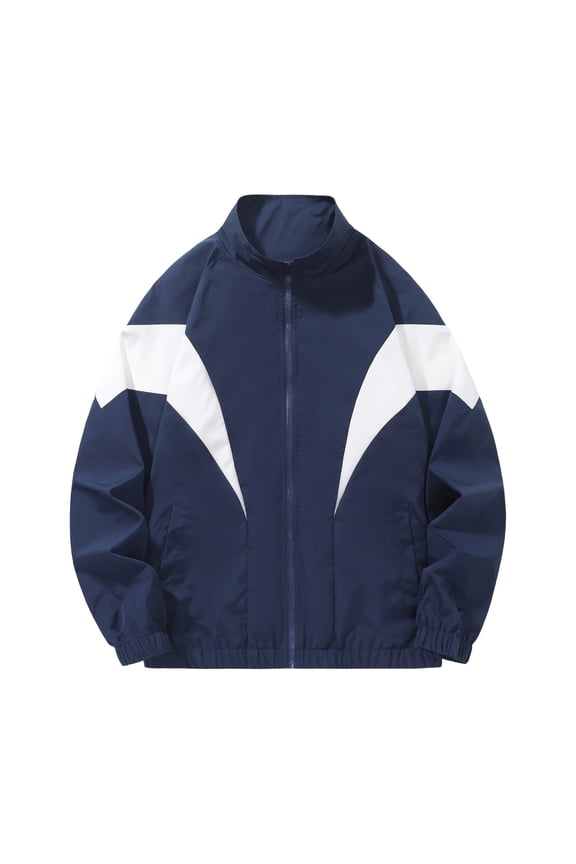 Men's Color Block Baseball Jacket Thin Stand Collar Casual Sports Windbreaker Coat Workout Jackets for Men