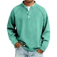 thumbnail image 1 of Jerdar Men's Denim Shirt Stand Collar Henley Button Vintage Washed Faded Distressed Solid Color Long Sleeve Casual Spring Fall Retro Top Henley Long Sleeve Shirts for Men, 1 of 6