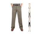 thumbnail image 1 of Jerdar Men's High Waist Pleated Casual Trousers, Loose Straight Leg Cotton Dress Pants, Classic Business Commute Long Pants, 1 of 7
