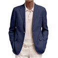 thumbnail image 1 of Jerdar Men's Lapel Collar Blazer Jacket Single Button Fake Flap Pockets Polyester Blend Solid Color Long Sleeve Spring Fall Casual Business Lightweight Sport Coat Top, 1 of 6