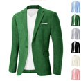 thumbnail image 1 of Jerdar Men's Linen Blazer Jacket Lapel Collar One Button Single Breasted Solid Color Slim Fit Long Sleeve Spring Summer Casual Business Wedding Lightweight Breathable Sport Coat Top, 1 of 7