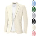 thumbnail image 1 of Jerdar Men's Linen Blazer Jacket Lapel Collar One Button Single Breasted Solid Color Slim Fit Long Sleeve Spring Summer Casual Business Wedding Lightweight Breathable Sport Coat Top, 1 of 7