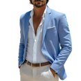 thumbnail image 1 of Jerdar Men's Linen Blazer Jacket Lapel Collar Two Button Single Breasted Solid Color Slim Fit Long Sleeve Spring Summer Casual Business Wedding Lightweight Breathable Sport Coat Top, 1 of 5