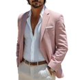 thumbnail image 1 of Jerdar Men's Linen Blazer Jacket Lapel Collar Two Button Single Breasted Solid Color Slim Fit Long Sleeve Spring Summer Casual Business Wedding Lightweight Breathable Sport Coat Top, 1 of 4