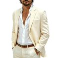thumbnail image 1 of Jerdar Men's Linen Blazer Jacket Lapel Collar Two Button Single Breasted Solid Color Slim Fit Long Sleeve Spring Summer Casual Business Wedding Lightweight Breathable Sport Coat Top, 1 of 7