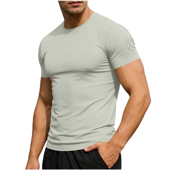 Jerdar Men’s Muscle Fit Gym T-Shirt, Stretchy Workout Tee with Curved Hem, Athletic Slim Fit Short Sleeve