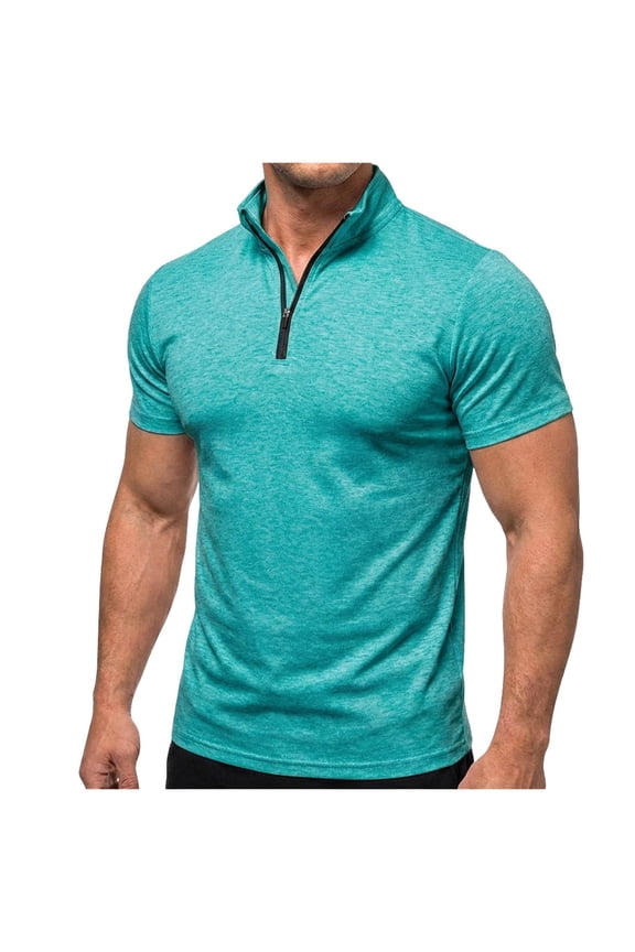 Men's Quarter Zip Pullover Premium Fleece Lined Heather short Sleeve Golf Shirts Midweight 1/4 Half Zip Sweatshirts