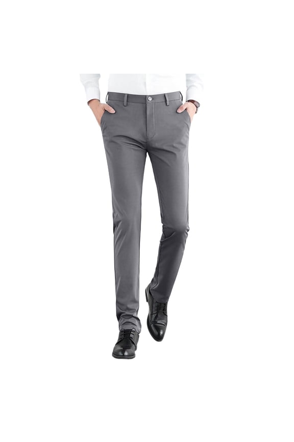 Men's Slim Fit Stretch Dress Pants Business Casual Skinny Tapered Chinos Trousers with Expandable Waist Mens Flex Pants