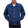 thumbnail image 1 of Jerdar Men's Solid Color Denim Button Pocket Fashionable Long Sleeved Hooded Denim Jacket Fall Jackets, 1 of 6