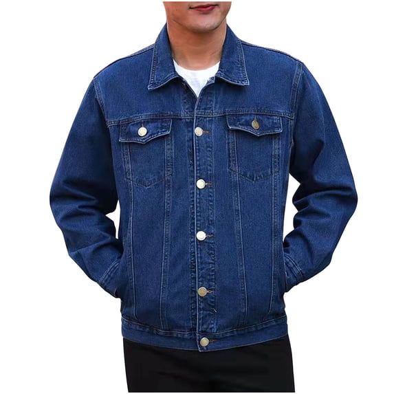 Jerdar Men's Solid Color Denim Button Pocket Fashionable Long Sleeved Hooded Denim Jacket Fall Jackets