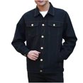 thumbnail image 1 of Jerdar Men's Solid Color Denim Button Pocket Fashionable Long Sleeved Hooded Denim Jacket Fall Jackets, 1 of 9