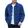 thumbnail image 1 of Jerdar Men's Solid Color Denim Button Pocket Fashionable Long Sleeved Hooded Denim Jacket Fall Jackets, 1 of 7
