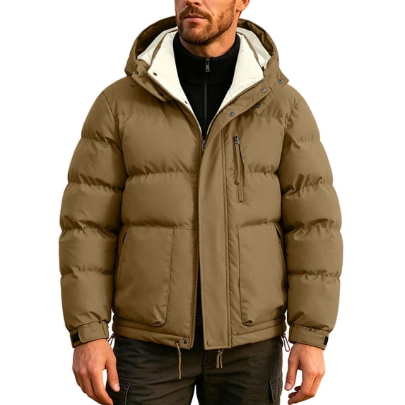 Jerdar Men's Solid Color Long Sleeve Detachable Hooded Jacket Warm Outerwear Mens Coats and Jackets