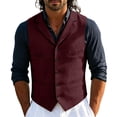 thumbnail image 1 of Jerdar Men's Solid Lapel Waistcoat, Single Breasted Multi Pocket Sleeveless Vest Formal Casual Suit Vest for Wedding Party, 1 of 7
