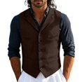thumbnail image 1 of Jerdar Men's Solid Lapel Waistcoat, Single Breasted Multi Pocket Sleeveless Vest Formal Casual Suit Vest for Wedding Party, 1 of 7