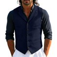 thumbnail image 1 of Jerdar Men's Solid Lapel Waistcoat, Single Breasted Multi Pocket Sleeveless Vest Formal Casual Suit Vest for Wedding Party, 1 of 7