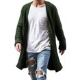 thumbnail image 1 of Jerdar Men's Solid V‑Neck Open Front Long Knit Cardigan, Long Sleeve Loose Fit Textured Knitted Sweater Coat with Pockets for Fall Winter Casual Wear, 1 of 5