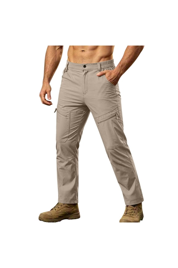 Men's Tactical Cargo Pants Nylon Multi Zip Pockets Quick Dry Fast Drying Outdoor Hiking Lightweight Water Resistant Work Utility Trousers Traveling Pants