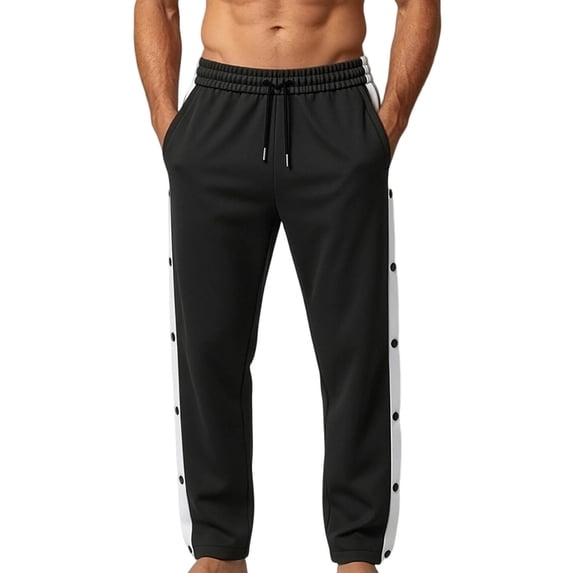 Jerdar Men's Tear Away Basketball Pants High Split Snap Button Casual Post-Surgery Sweatpants with Pockets Mens Running Pants