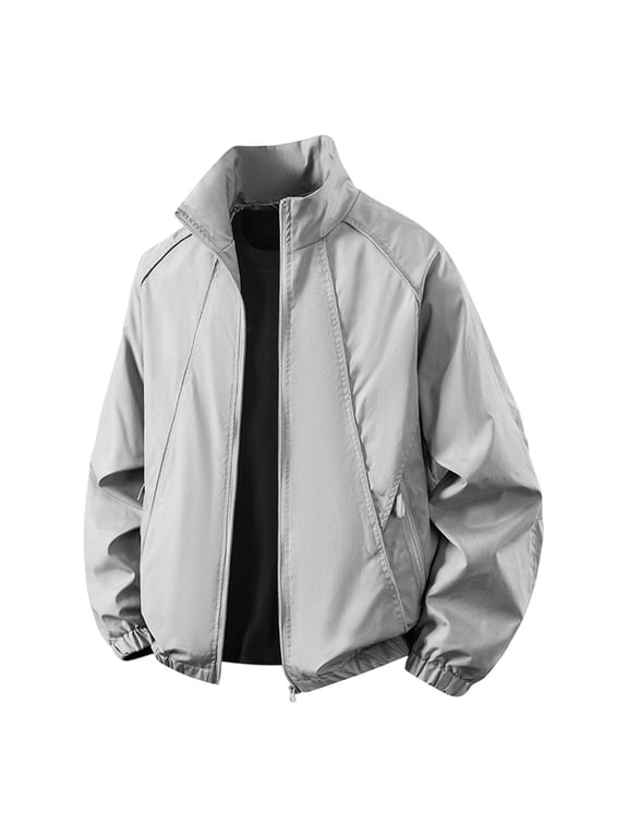 Men's Teen Boys Cargo Jacket Stand Collar Windproof Polyester Outdoor Casual Streetwear Urban Retro Lightweight Work Utility Coat Outerwear Bomber Jacket Men