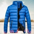 thumbnail image 1 of Jerdar Mens Winter Coats Men Winter Warm Slim Fit Thick Bubble Coat Casual Jacket Outerwear Blue M, 1 of 4
