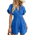 thumbnail image 1 of Jerdar Outfits for Women Summer Casual Short Sleeve Button Down Tops Blouses Shirts and Shorts Set with Pockets Jumpsuit M, 1 of 6