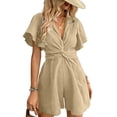thumbnail image 1 of Jerdar Outfits for Women Summer Casual Short Sleeve Button Down Tops Blouses Shirts and Shorts Set with Pockets Jumpsuit M, 1 of 6