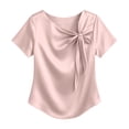 thumbnail image 1 of Jerdar Satin Blouses for Women Dressy Casual Trendy Business Work Silk Tops Outfits Cowl Neck Bow Tie Pleated Summer Shirts XL, 1 of 6