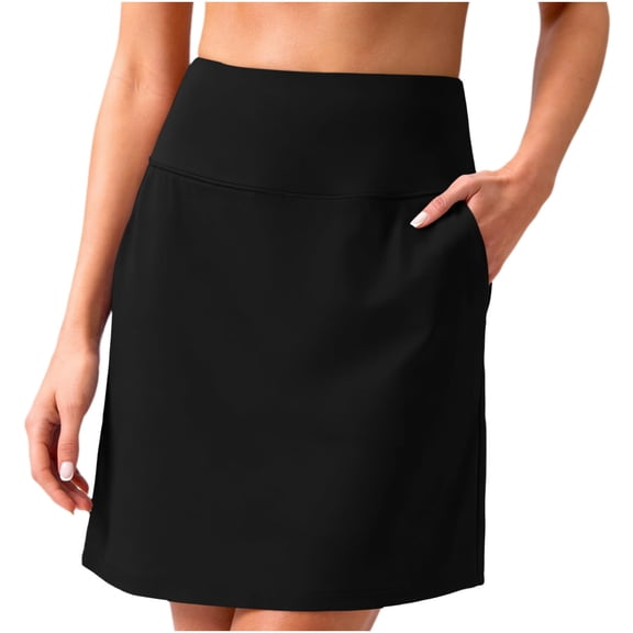 Jerdar Skorts for Woman with Pockets High Waisted Golf Tennis Skirts Knee Length Long Skort for Women Dressy Casual L