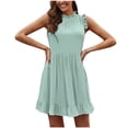 thumbnail image 1 of Jerdar Summer Dresses for Women 2026 Casual Sleeveless Tank Mini Short Dress Crew Neck Bubble Sundress with Pockets L, 1 of 4