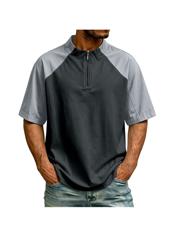 Wind and Water Resistant Cage Jacket Short Sleeve Golf Jacket Quarter Zip Pullover with Sleeve Pocket for Workout Black