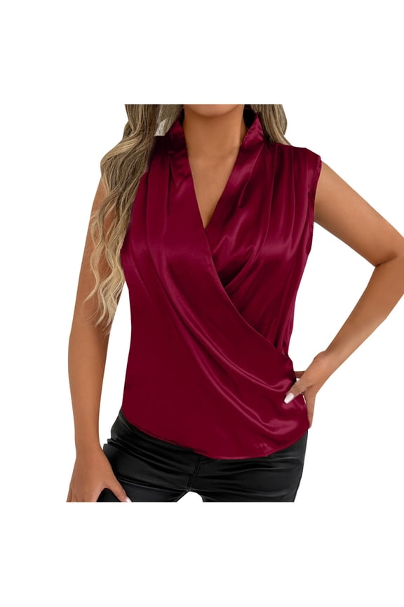 Women Vest Dressy Casual Sleeveless Halter Tank Tops Trendy Summer Wrap Blouse Outfits L