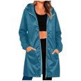 thumbnail image 1 of Jerdar Women Waterproof Lightweight Long Sleeve Rain Jacket Solid Color Winter Rainproof Active Outdoor Hooded Raincoat XXL, 1 of 8