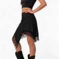 thumbnail image 1 of Jerdar Women's Asymmetrical Lace Trim Short Skirt Elegant Flowy A Line Going Out Knee Length Skirts L, 1 of 5