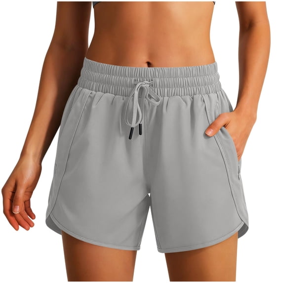 Jerdar Women's Athletic Running Shorts Quick Dry Lightweight Workout Gym Shorts with Zipper Pockets M