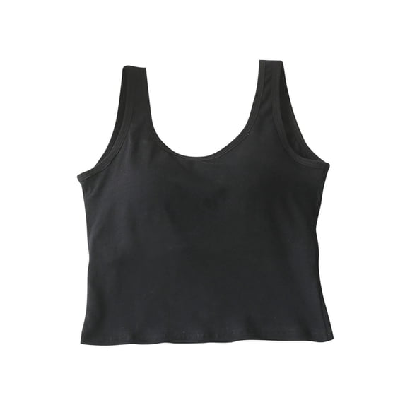 Jerdar Women's Basic Double Lined U Neck Tank Tops Slimming Workout Summer Tops Sleeveless Shirts Comfy Regular L