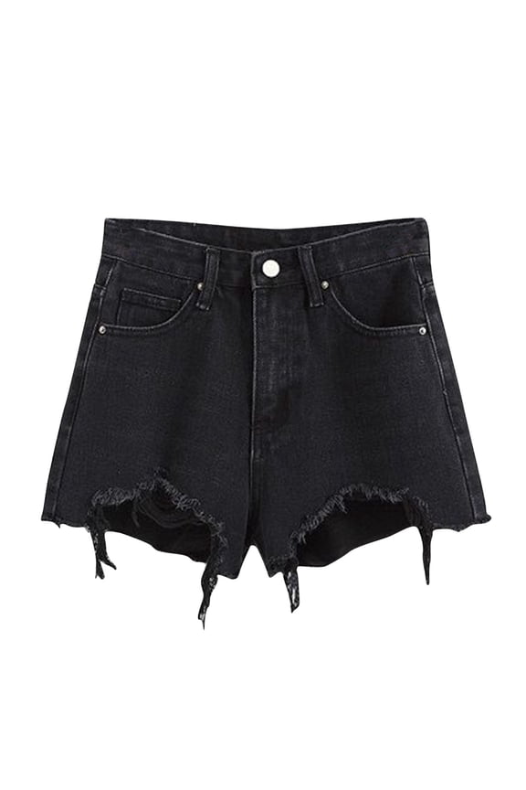 Women's Casual Cut-Off High Waist Jeans Short Irregularity Rough Selvedge Denim Shorts S