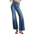 thumbnail image 1 of Jerdar Women's Casual Large Pocket High Waist Versatile Straight Tube Loose Wide Leg Denim Pants, 1 of 7