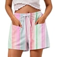 thumbnail image 1 of Jerdar Women's Casual Shorts Striped High Waisted Summer Beach Cover Up Shorts with Pockets XL, 1 of 6
