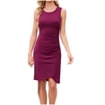 thumbnail image 1 of Jerdar Women's Casual Sleeveless Tank Ruched Bodycon Sundress Irregular Sheath T Shirt Dress XL, 1 of 9