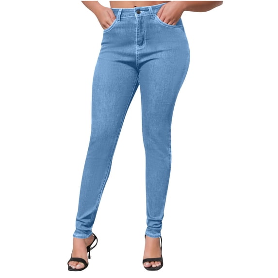 Jerdar Women's Fashionable High Waisted Hip Hugging Oversized Elastic Tight Fitting Washed Small Leg Jeans